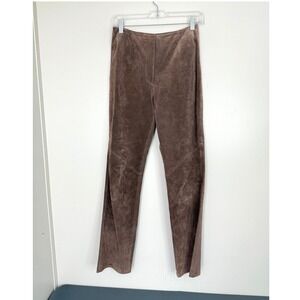 Revue Leather Pants Women 4 Brown Suede Straight Leg Trousers 100% Leather